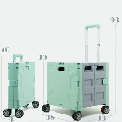 Trolley Belanja Kotak Rolling Crate Wheel Portabel Lipat Dengan Tutup Tahan Aus