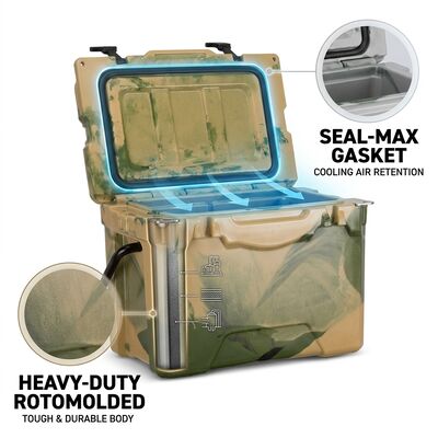 Portable 38L Rotomolded Cooler Box Outdoor Ice Chest Leak Proof Drain Plug Keluarga Picnic Cooler