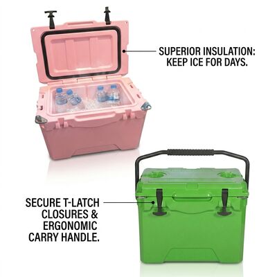 Roda 80L Rotomolded Cooler Box Heavy Duty Ice Chest Long Ice Retention Menarik Genggam Perikanan