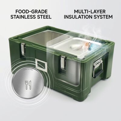 Heavy-Duty Catering Box 120L Rotomolded Insulated Food Transport Cabinet Eight GN Pans Four Casters 610x420x800mm