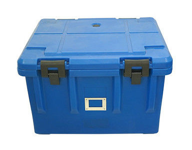 ISO bersertifikat 75L Terisolasi Food Pan Carrier Nylon Handle Four-Wheel LLDPE Catering Transport Box