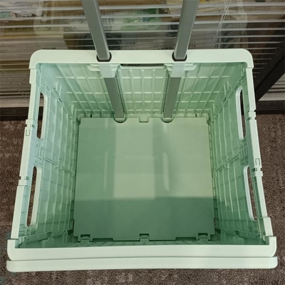 Keranjang Belanja Plastik Kursi Supermarket Troli Lipat Dengan Pegangan Roda