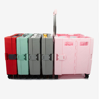 Trolley Belanja Kotak Rolling Crate Wheel Portabel Lipat Dengan Tutup Tahan Aus