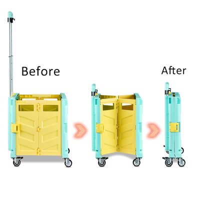 Trolley Belanja Kotak Rolling Crate Wheel Portabel Lipat Dengan Tutup Tahan Aus