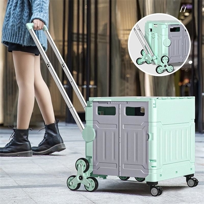 Trolley Belanja Kotak Rolling Crate Wheel Portabel Lipat Dengan Tutup Tahan Aus