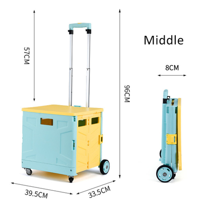 Trolley Belanja Kotak Rolling Crate Wheel Portabel Lipat Dengan Tutup Tahan Aus