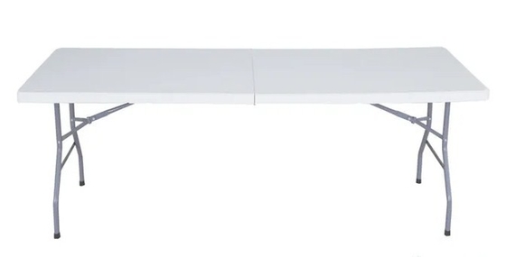 White Blow Moulded Portable Plastic Folding Table Chair Outdoor Stable 8ft 240cm