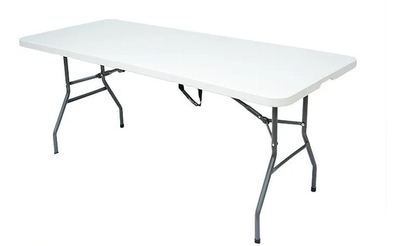 White Blow Moulded Portable Plastic Folding Table Chair Outdoor Stable 8ft 240cm
