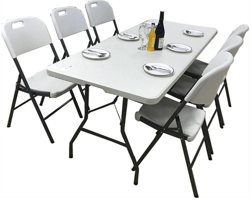 Tugas Berat Plastik Utilitas Berkemah Meja Lipat Kursi 6ft Indoor Outdoor Portable