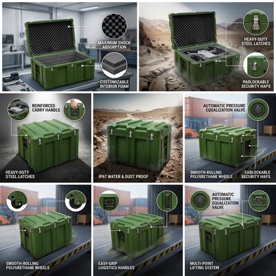 IP67 Waterproof Rotomolded Tool Box EPDM Sealed Gasket LLDPE Portable Equipment Storage untuk layanan lapangan luar laut