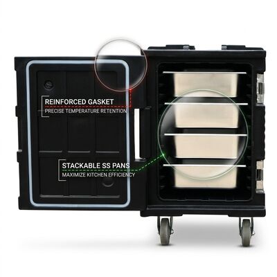 Rotomolded Food Carrier 95L Kelas Militer Terisolasi Food Pan Transport Box Heavy-Duty GN Pan Carrier