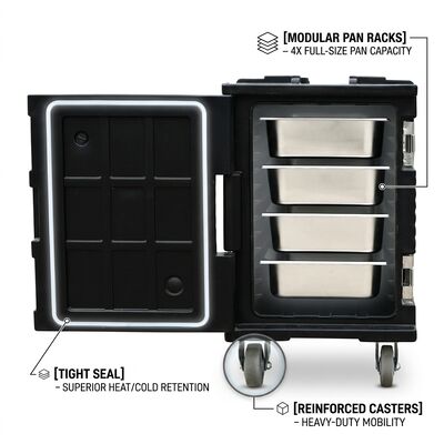 Catering Food Pan Carrier 65L Kotak Termal Terisolasi Top-Loading untuk Layanan Perjamuan Acara Profesional