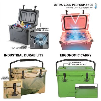 Roda 80L Rotomolded Cooler Box Heavy Duty Ice Chest Long Ice Retention Menarik Genggam Perikanan