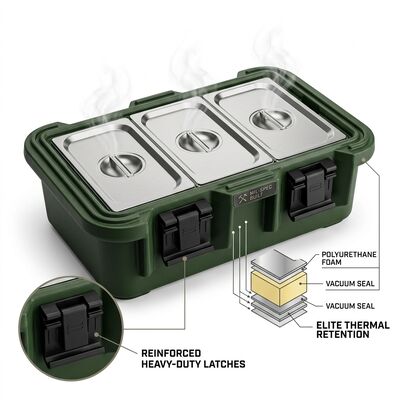 25L Kontainer Makanan Terisolasi Militer Portable GN Pan Carrier Hot Meal Delivery Army Field Feeding