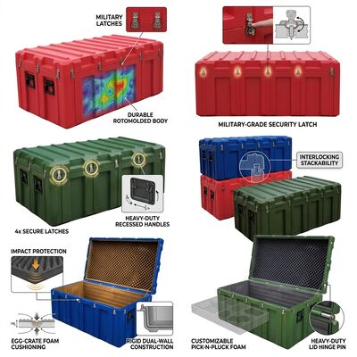 Heavy Duty 1500mm Rotomolded Tool Box IP65 Waterproof Shockproof LLDPE penyimpanan peralatan militer