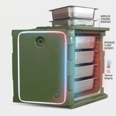 Insulated Food Delivery Box 90L Restaurant Hot Meal Transport Carrier PE Rotomolded Four Casters 635x460x640mm