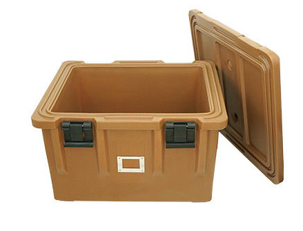 Tutup yang bisa dilepas 65L Container transportasi makanan beroda terisolasi Empat Caster Rotomolded Catering Box