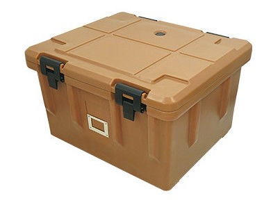 Tutup yang bisa dilepas 65L Container transportasi makanan beroda terisolasi Empat Caster Rotomolded Catering Box