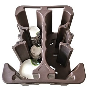 NSF Mobile Dish Caddy Cart Dengan Pegangan Ganda Pembagi
