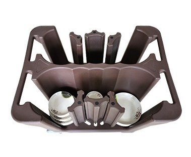 NSF Mobile Dish Caddy Cart Dengan Pegangan Ganda Pembagi