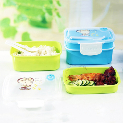 Wadah Makan Siang Plastik Rectangular Reusable, Wadah Makanan Takeaway 1L Reusable