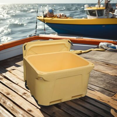 Kotak pendingin rotomolded 1000L dengan bahan LLDPE dan isolasi busa PU untuk penyimpanan ikan industri